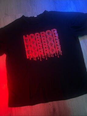 Horror bloody dripping font tee shirt